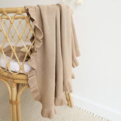 Snuggle Hunny Hazelnut Ruffle Knit Organic Cotton Baby Blanket