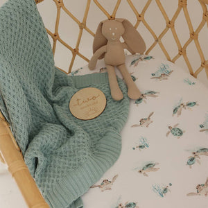 Snuggle Hunny Sage Diamond Knit Organic Baby Blanket