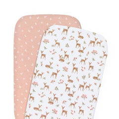 2 Pack Jersey Bassinet Bedside Sleeper Fitted Sheet - Sophia's Garden
