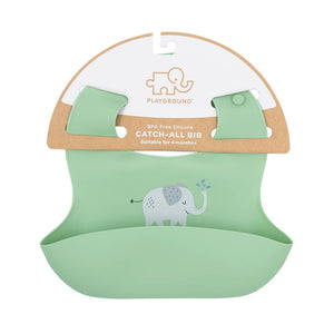 Silicone Baby Bib - Elephant/Sage