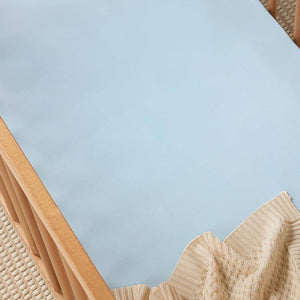 Baby Blue Organic Cotton Fitted Cot Sheet Snuggle Hunny