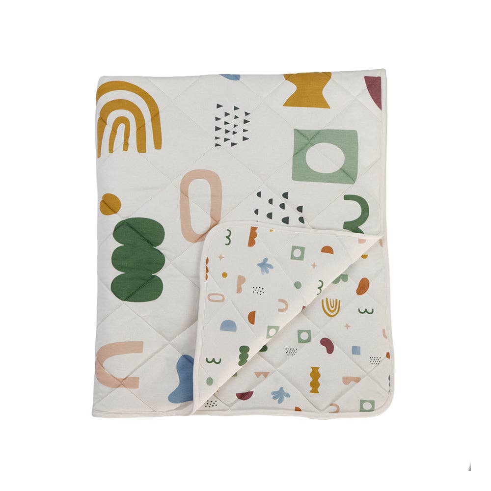 Reversible Quilted Cot Comforter - Living Textiles Geo Mod