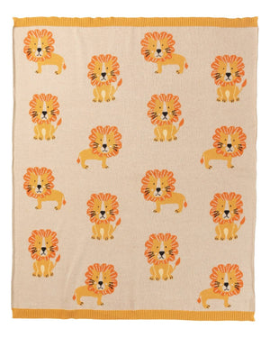 Indus Design Leo Lion Cotton Knit Baby Blanket