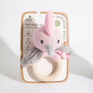 Baby Ring Rattle - Cotton Knit Galah Toy