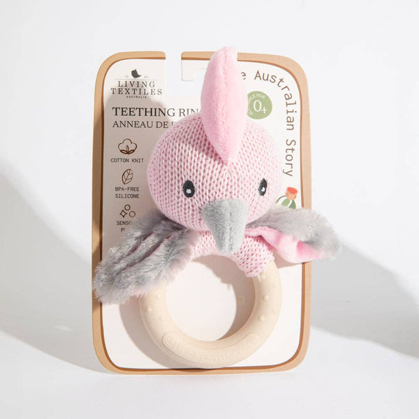 Baby Ring Rattle - Cotton Knit Galah Toy
