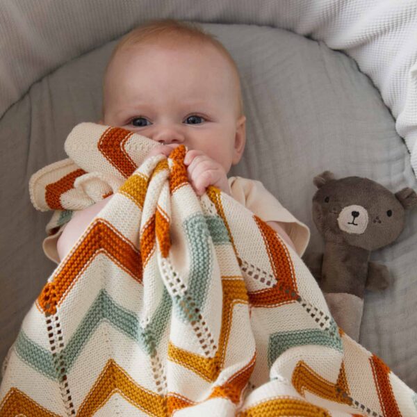 Brick Zig Zag Cotton Knit Baby Blanket