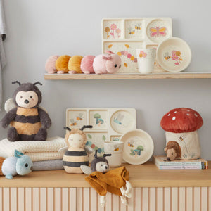 Plush Children's Toy Hedgehog with Mushroom House.