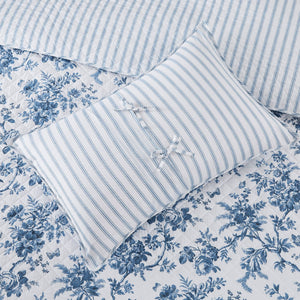 Laura Ashley Walled Garden Midnight Blue Queen Bed Coverlet Set