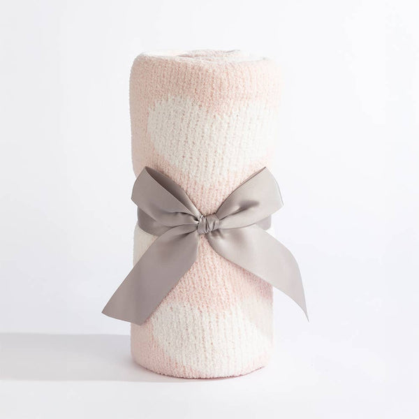 Chenille Baby Blanket - Pink Hearts