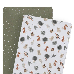 2 Pack Jersey Bedside Bassinet Sleeper Fitted Sheet - Forest Retreat