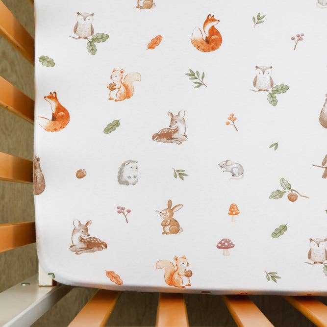 2 Pack Organic Cot Fitted Sheet - Living Textiles Fox & Friends