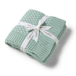 Snuggle Hunny Sage Diamond Knit Organic Baby Blanket