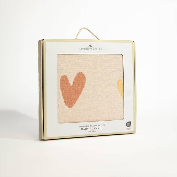 Jacquard Pastel Heart Blanket - Bohemian Bliss/ Hearts