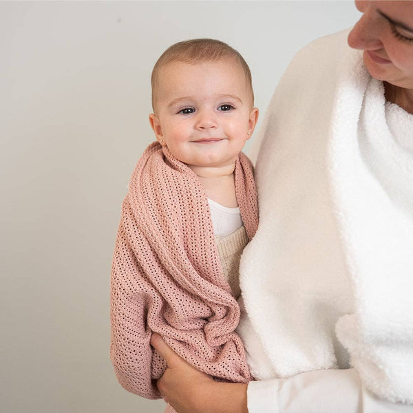 Bassinet Cotton Cellular Blanket - Dusty Pink