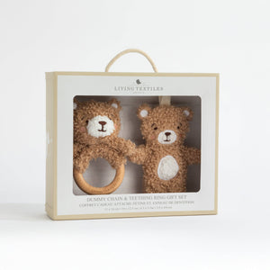 Teething Ring & Dummy Chain Gift Set - Cuddly Bear