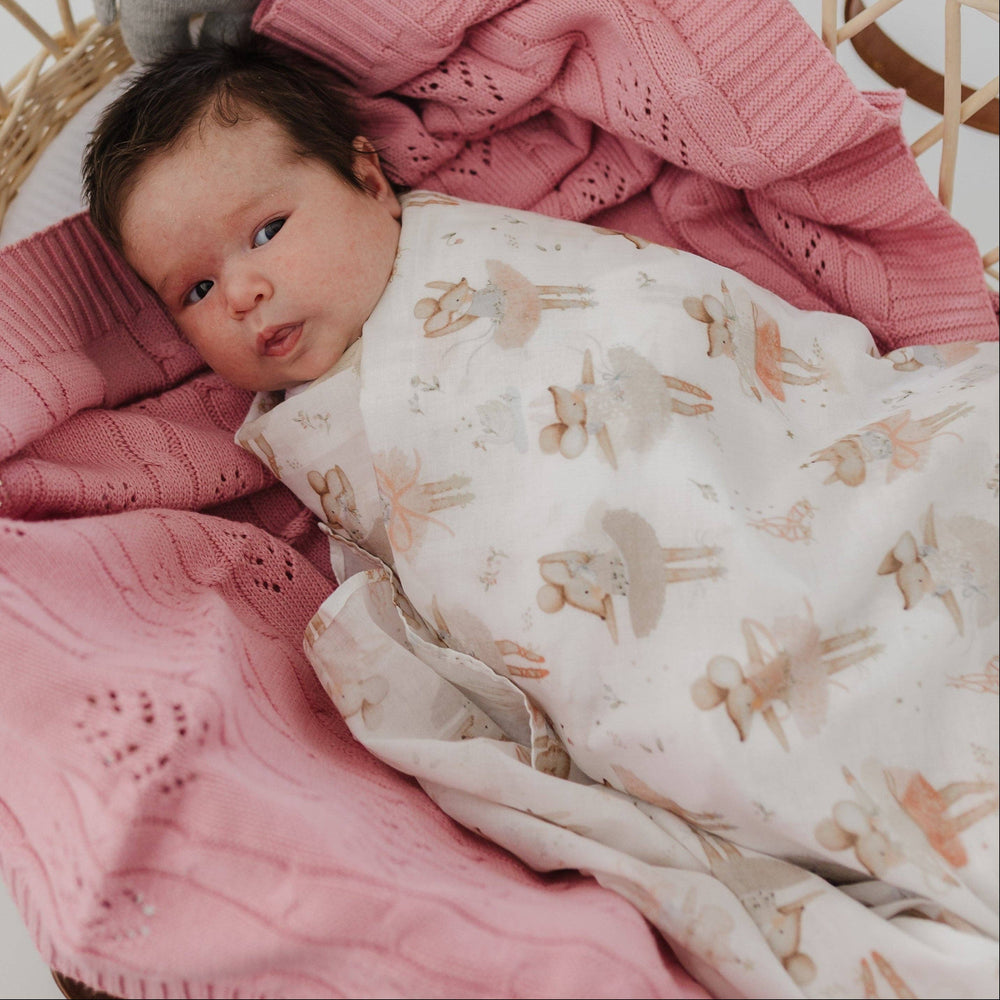 Ballerina Mouse Cotton Muslin Baby swaddle Wrap