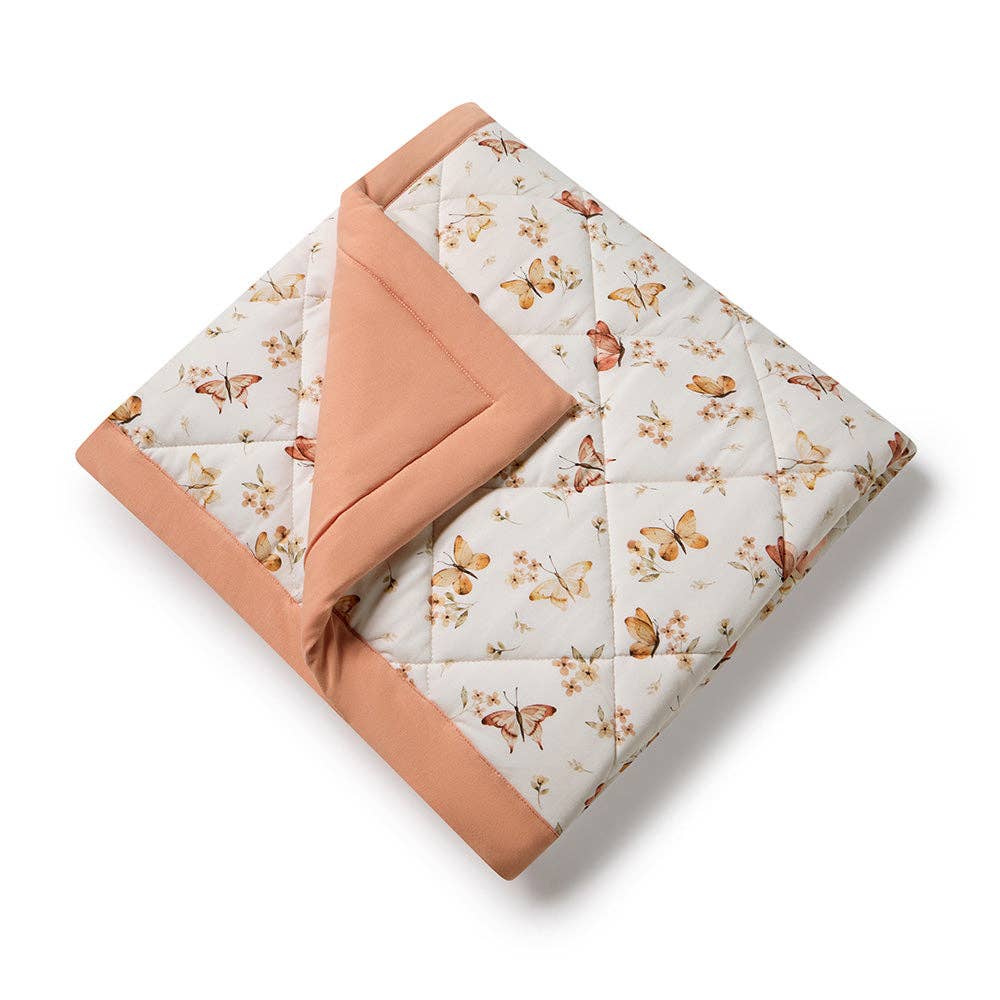 Butterfly Rose Organic Cotton Cot Quilt Reversible Comforter