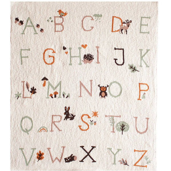 Alphabet Baby Blanket Natural Nursery Newborn Gift