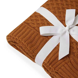 Bronze Diamond Knit Organic Cotton Baby Blanket