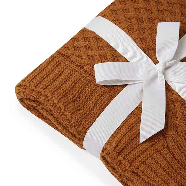 Bronze Diamond Knit Organic Cotton Baby Blanket