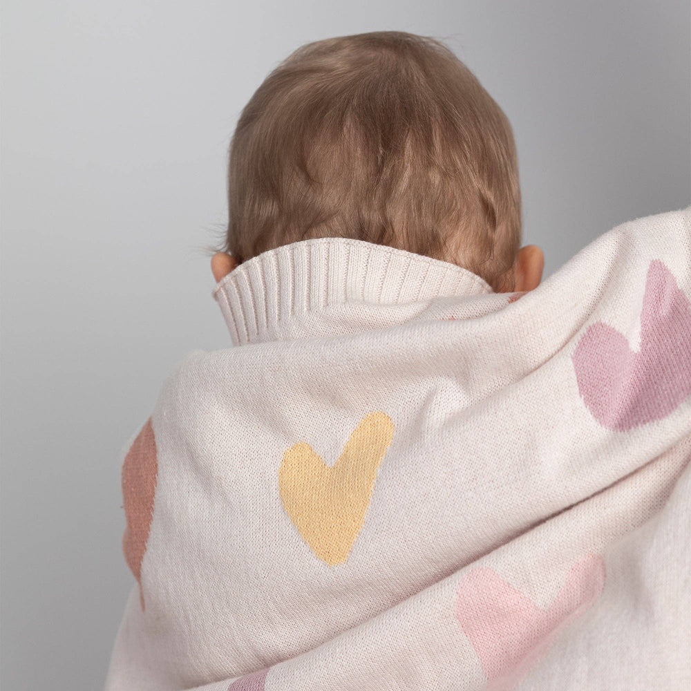 Jacquard Pastel Heart Blanket - Bohemian Bliss/ Hearts