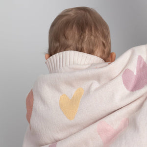 Jacquard Pastel Heart Blanket - Bohemian Bliss/ Hearts