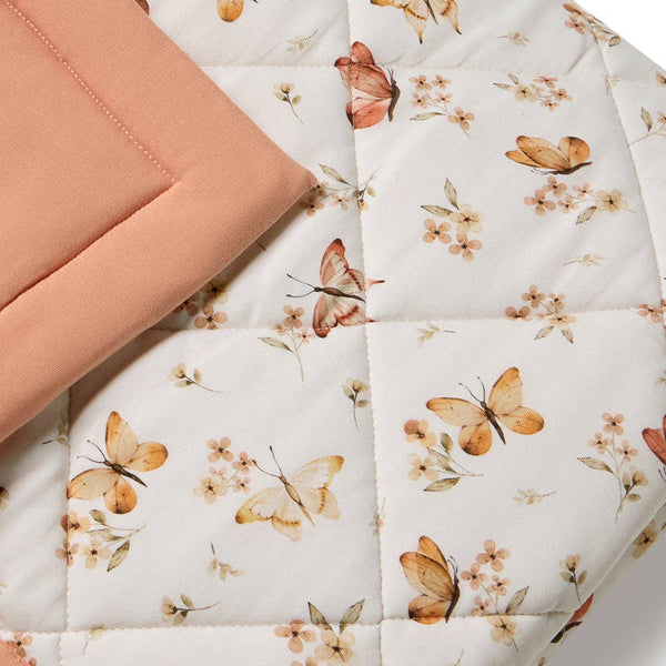 Butterfly Rose Organic Cotton Cot Quilt Reversible Comforter