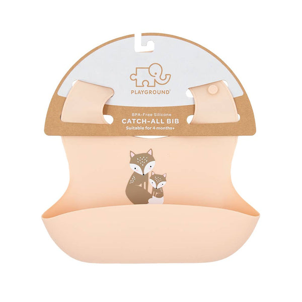 Silicone Baby Bib - Fox/Blush