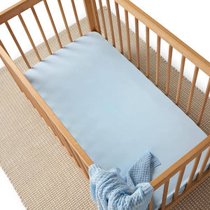 Baby Blue Organic Cotton Fitted Cot Sheet Snuggle Hunny