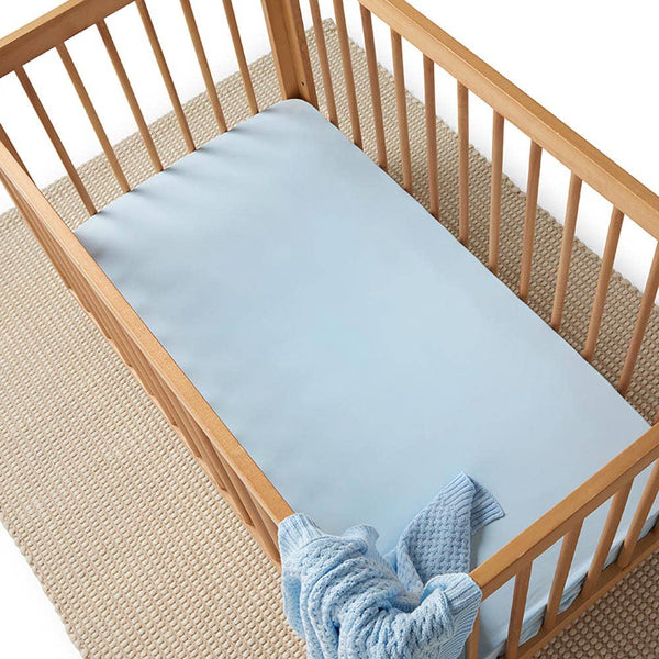 Baby Blue Organic Cotton Fitted Cot Sheet Snuggle Hunny