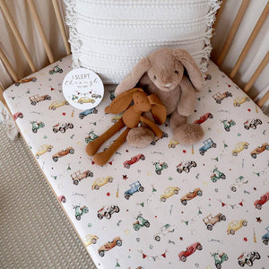 Snuggle Hunny Vintage Cars Organic Cotton Fitted Cot Sheet