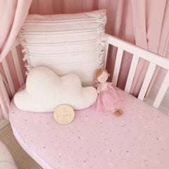 Snuggle Hunny Twinkle Pink Stars Organic Fitted Cot Sheet
