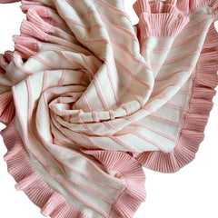 Raised Stripe Cotton Knit Frill Baby Blanket | Sweetpea