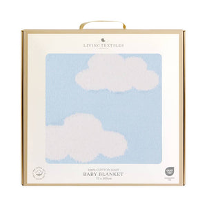 Pram Knitted Baby Blanket - Cloud Whisper / Blue