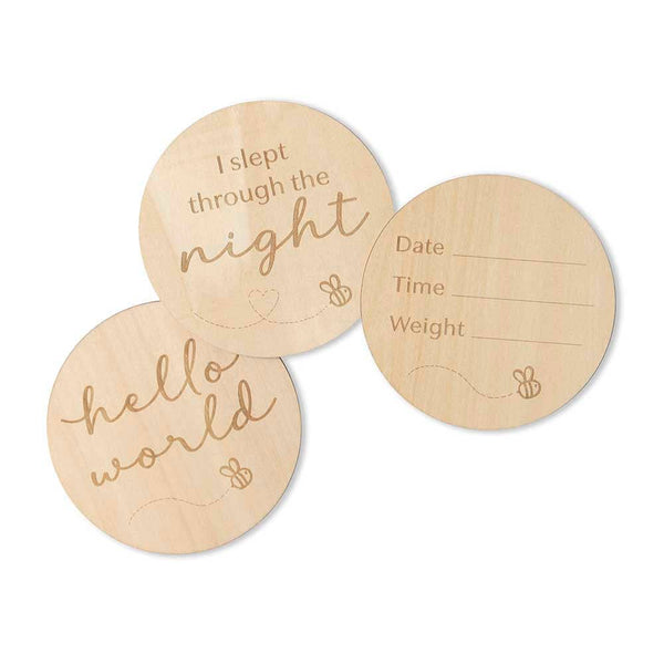 Busy Bee Wooden Baby Arrival Snuggle hunny Milestone Cards