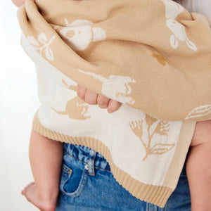 Pram Cotton Knitted Baby Blanket - Australiana