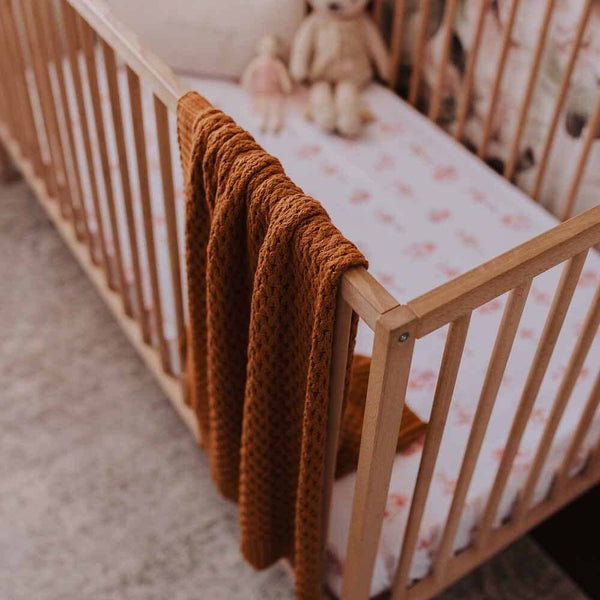 Bronze Diamond Knit Organic Cotton Baby Blanket
