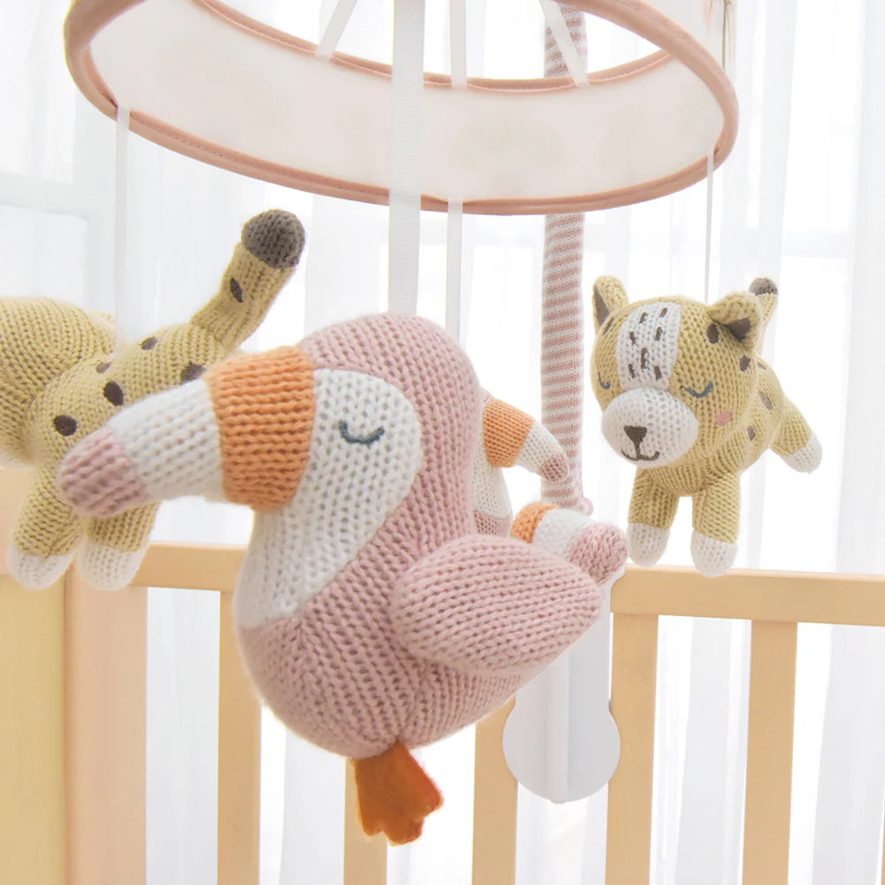 Tropical Cotton Knit Animal Musical Cot Mobile Baby Nursery Decor
