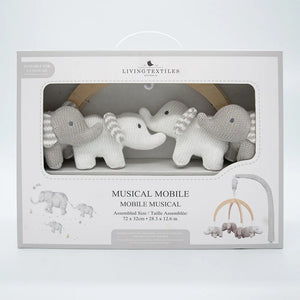 Grey Elephants Musical Cot Mobile Baby Nursery