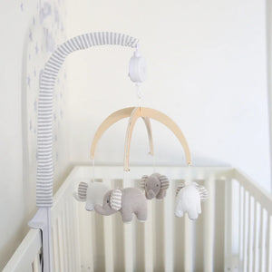 Grey Elephants Musical Cot Mobile Baby Nursery