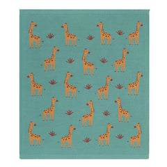 Cute Whimsical 100 % Cotton Knit Giraffe Baby Blanket