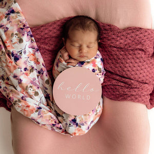 Blushing Beauty Organic Cotton Jersey Baby Wrap & Topknot Gift Set