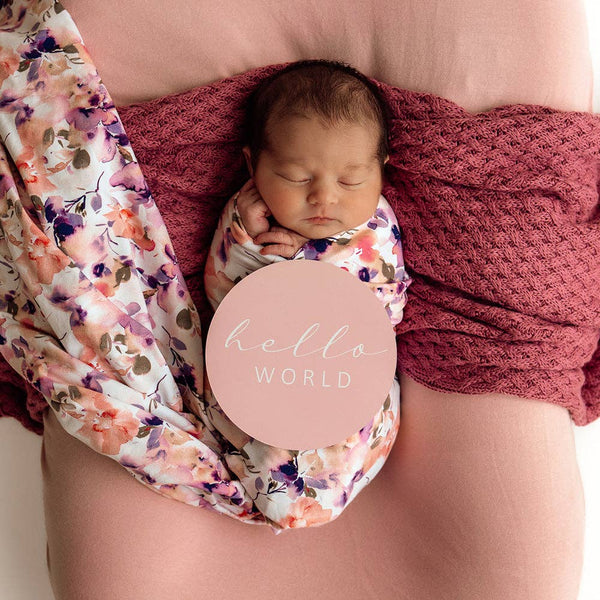 Blushing Beauty Organic Cotton Jersey Baby Wrap & Topknot Gift Set