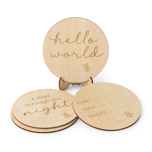 Busy Bee Wooden Baby Arrival Snuggle hunny Milestone Cards