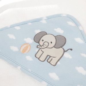 Organic Hooded Baby Towel - Living Textiles Elephant Playtime
