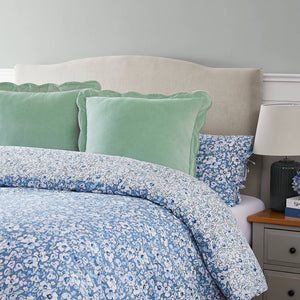 Laura Ashley Libby Blue Cotton Percale Quilt Cover Set