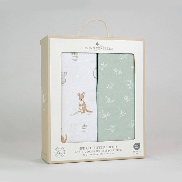 2 Pack Organic Cot Fitted Sheet - Australiana