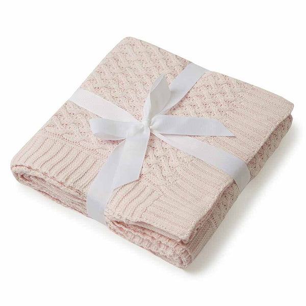 Blush Pink Diamond Knit Organic Cotton Baby Blanket Snuggle Hunny
