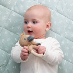 Baby Ring Rattle - Cotton Knit Platypus