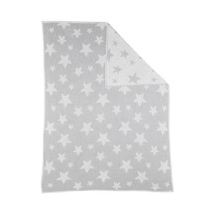 Baby Cotton Knitted Blanket - Reversible Grey Stars